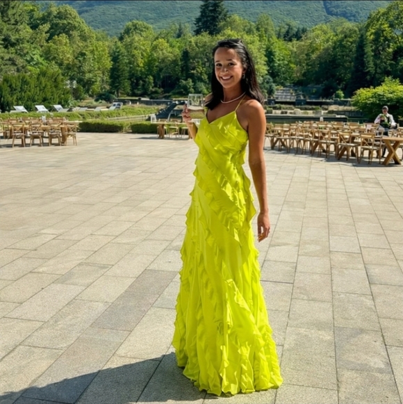 Show Me Your MuMu Dresses & Skirts - Show Me Your Mumu bright green ruffle dress